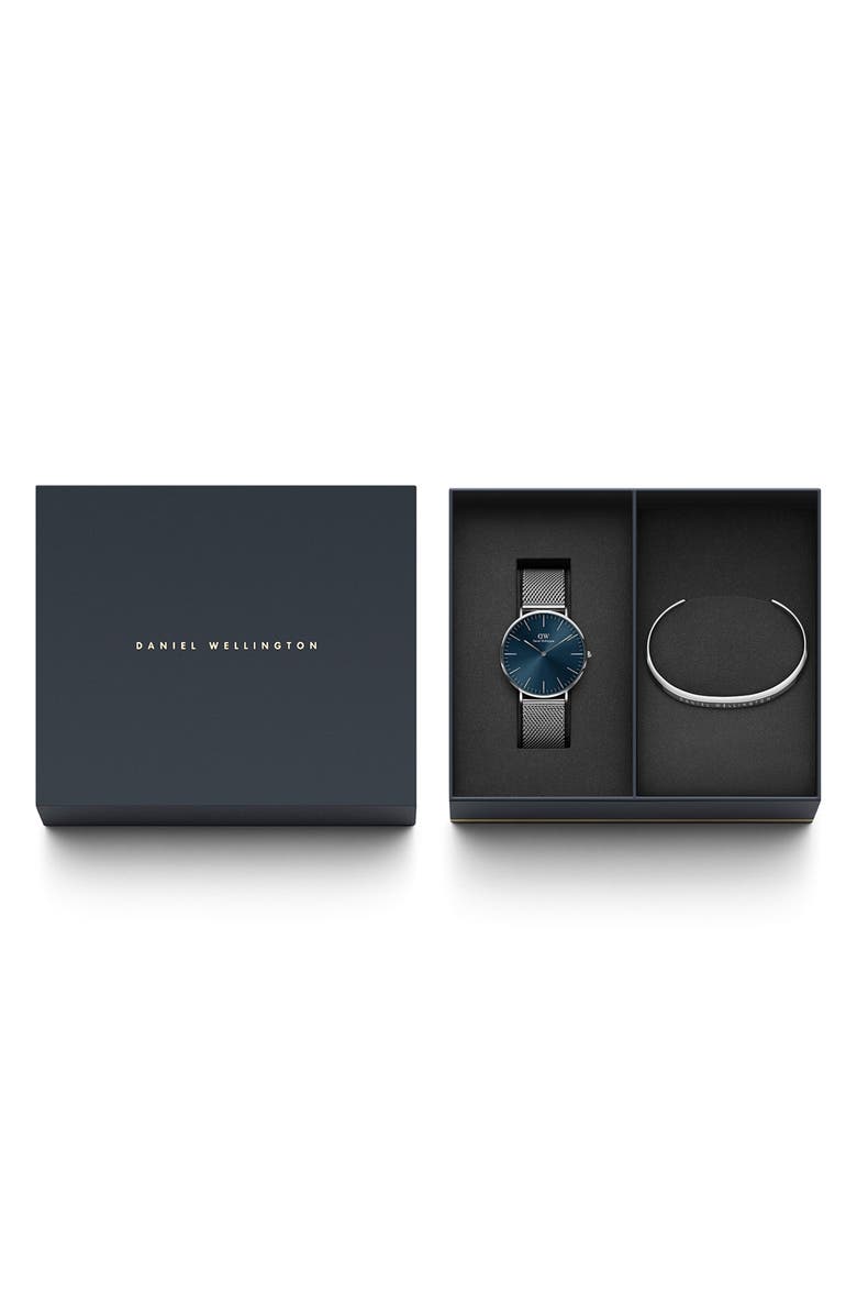 Daniel Wellington Classic Mesh Strap Watch & Cuff Bracelet Set, 40mm, Main, color, Stainless Steel