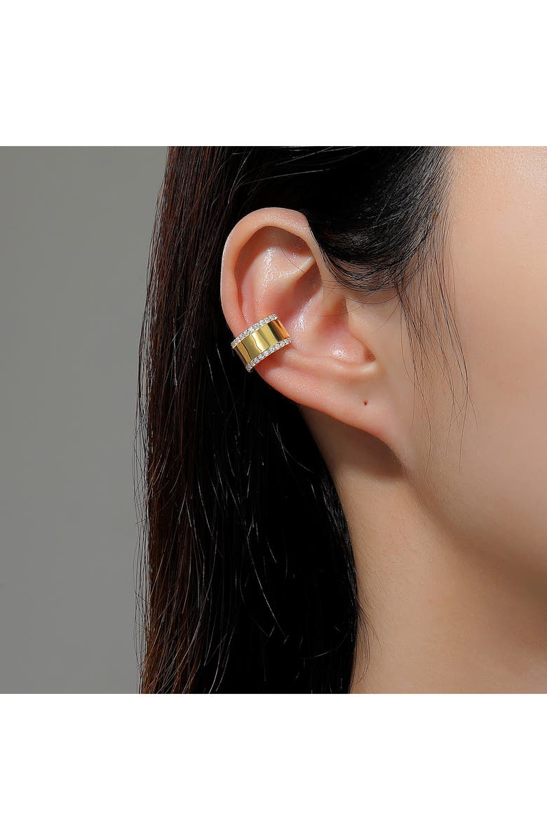 Lafonn Single Polished Pavé Simulated Diamond Ear Cuff, Alternate, color, Gold