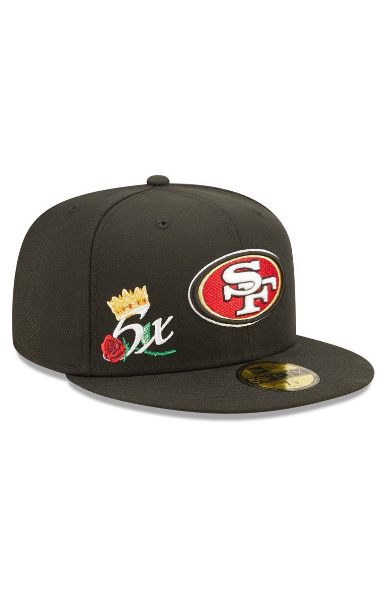 New Era Men's New Era Black San Francisco 49ers Crown 5x Super Bowl Champions 59FIFTY Fitted Hat, Main, color,