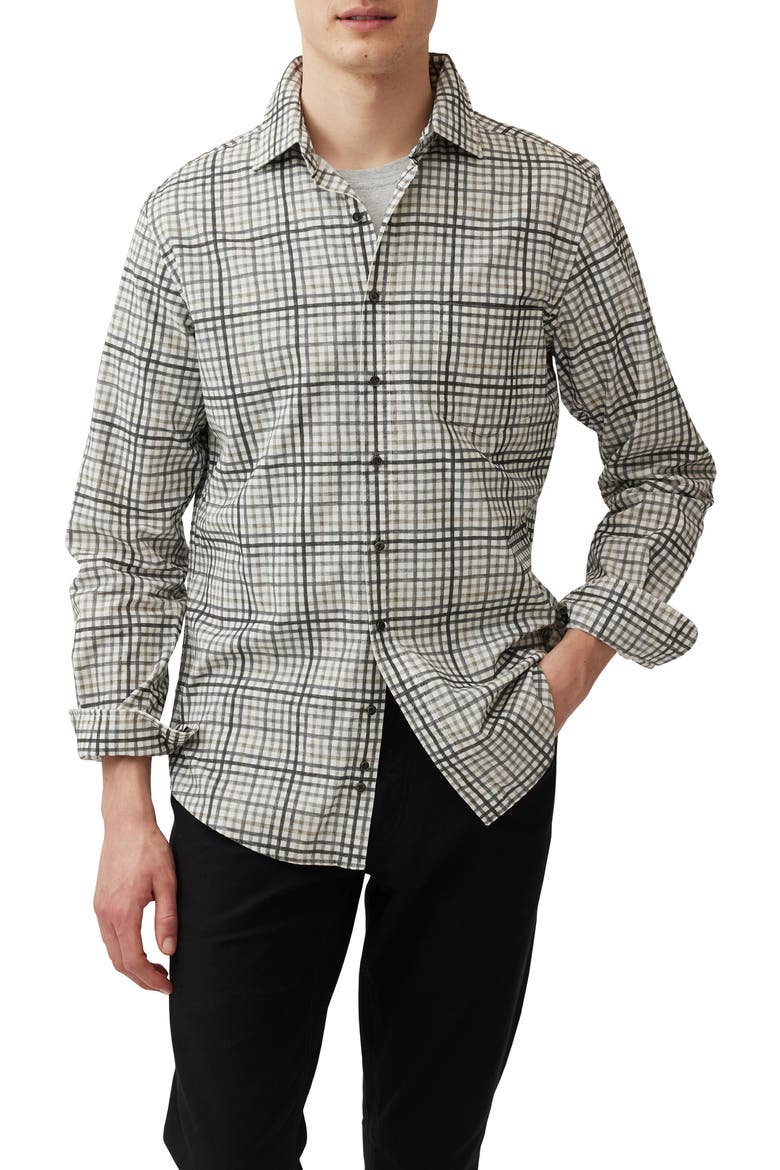 Brookdale Check Cordoroy Button-Up Shirt, Main, color, CHARCOAL