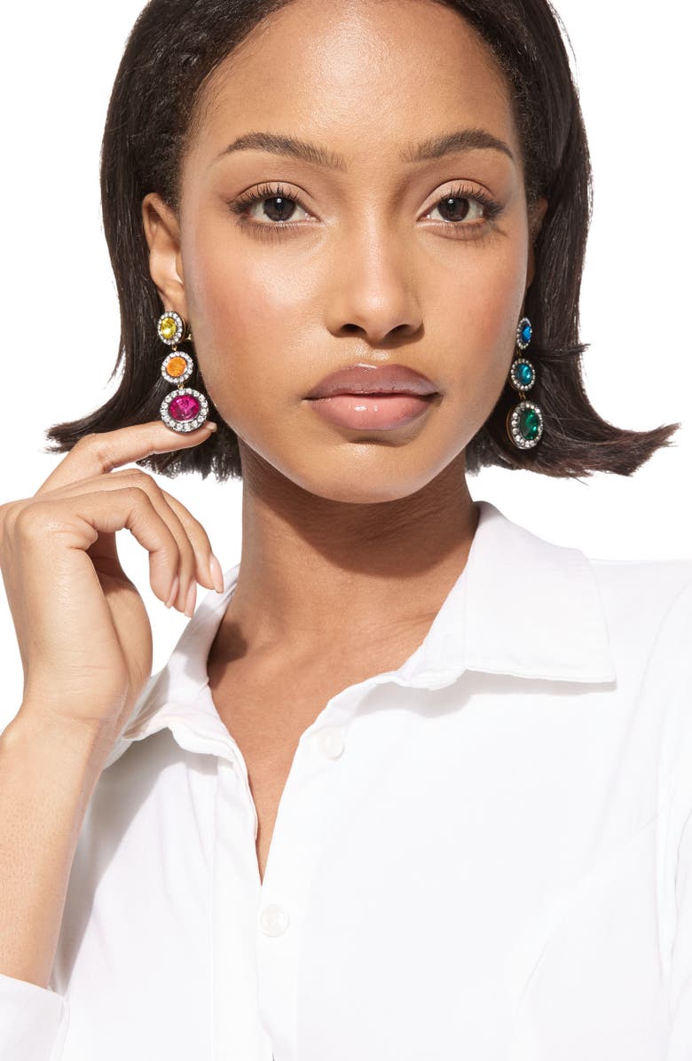 Kurt Geiger London Octavia Crystal Linear Drop Earrings, Alternate, color, Two Tone