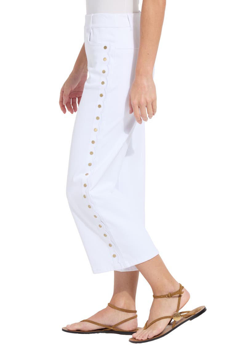 Willa Scallop Studded Crop Jeans, Alternate, color, WHITE