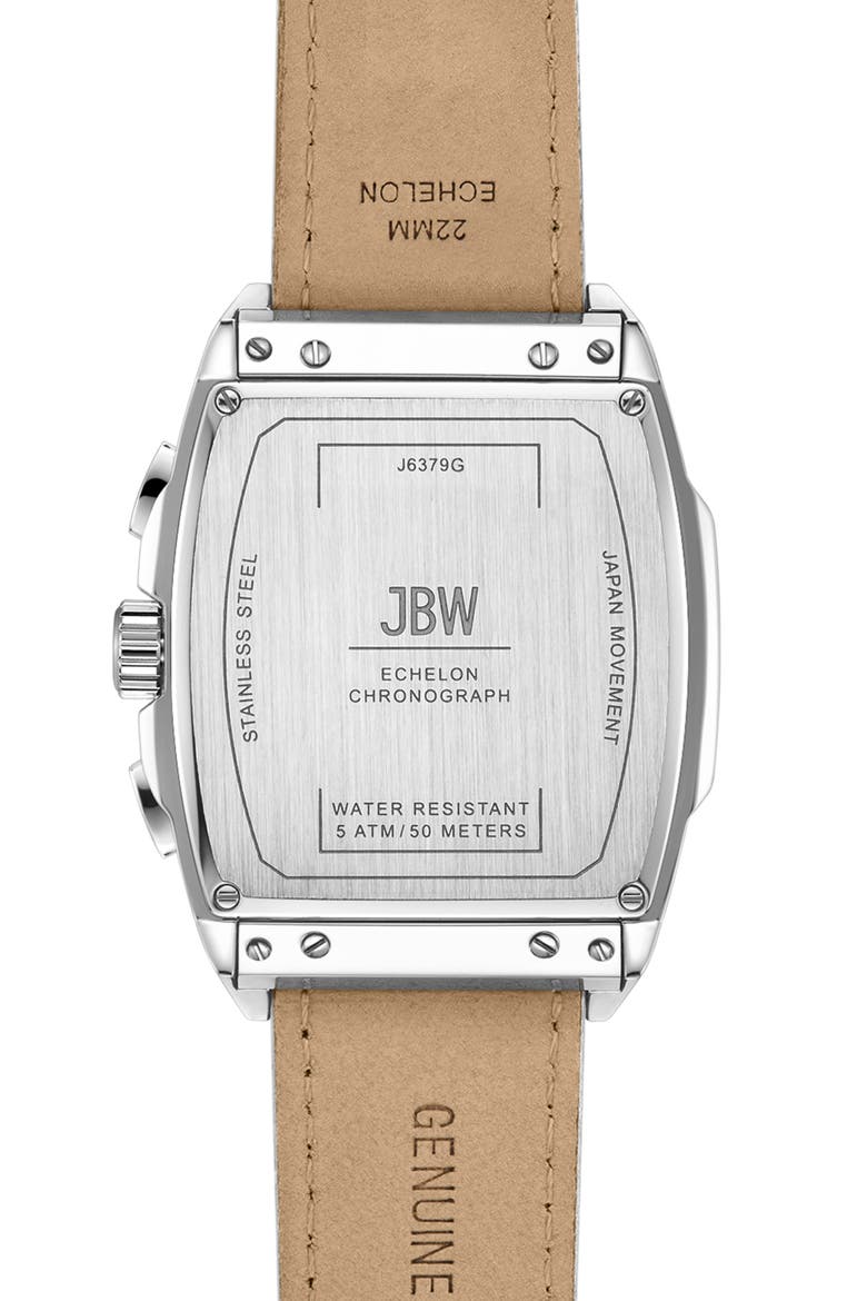 Echelon Diamond Chronograph Croc Embossed Leather Strap Watch, 41mm, Alternate, color, STAINLESS STEEL