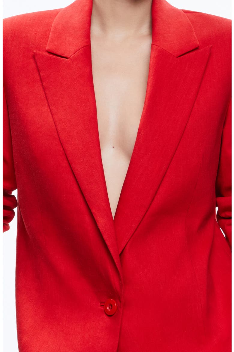 Johanna Strong Shoulder Linen Blend Blazer, Alternate, color, CINNAMON