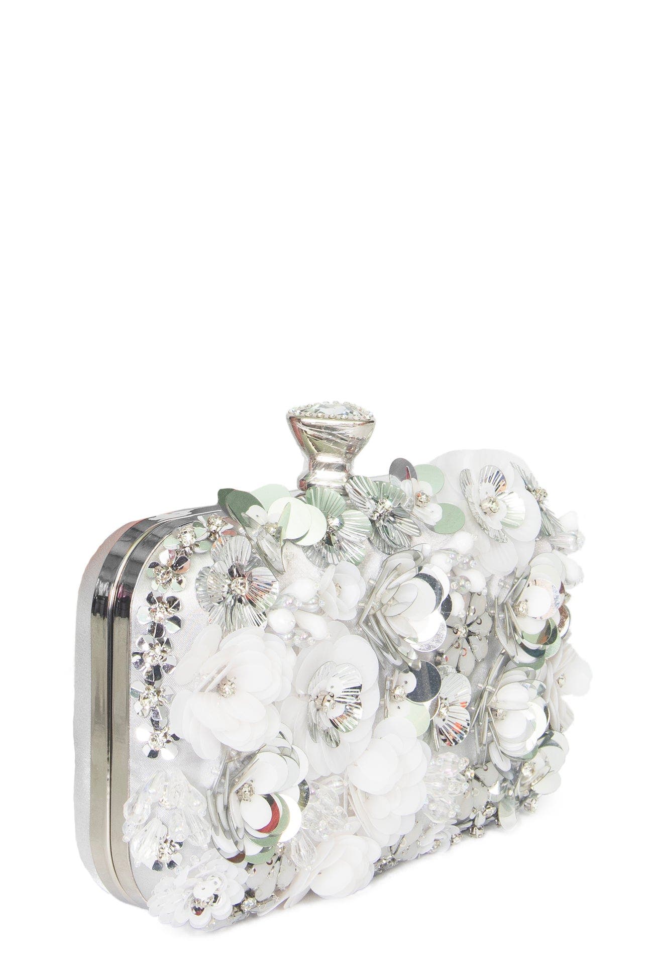 Flower Clutch, Alternate, color, SILVER