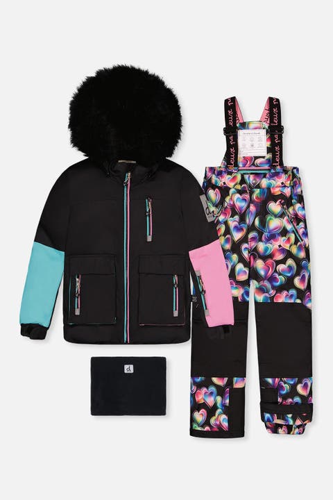 Play Colorblock Jacket & Heart Pants Two Piece Snowsuit