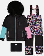 Deux par Deux Play Colorblock Jacket & Heart Pants Two Piece Snowsuit