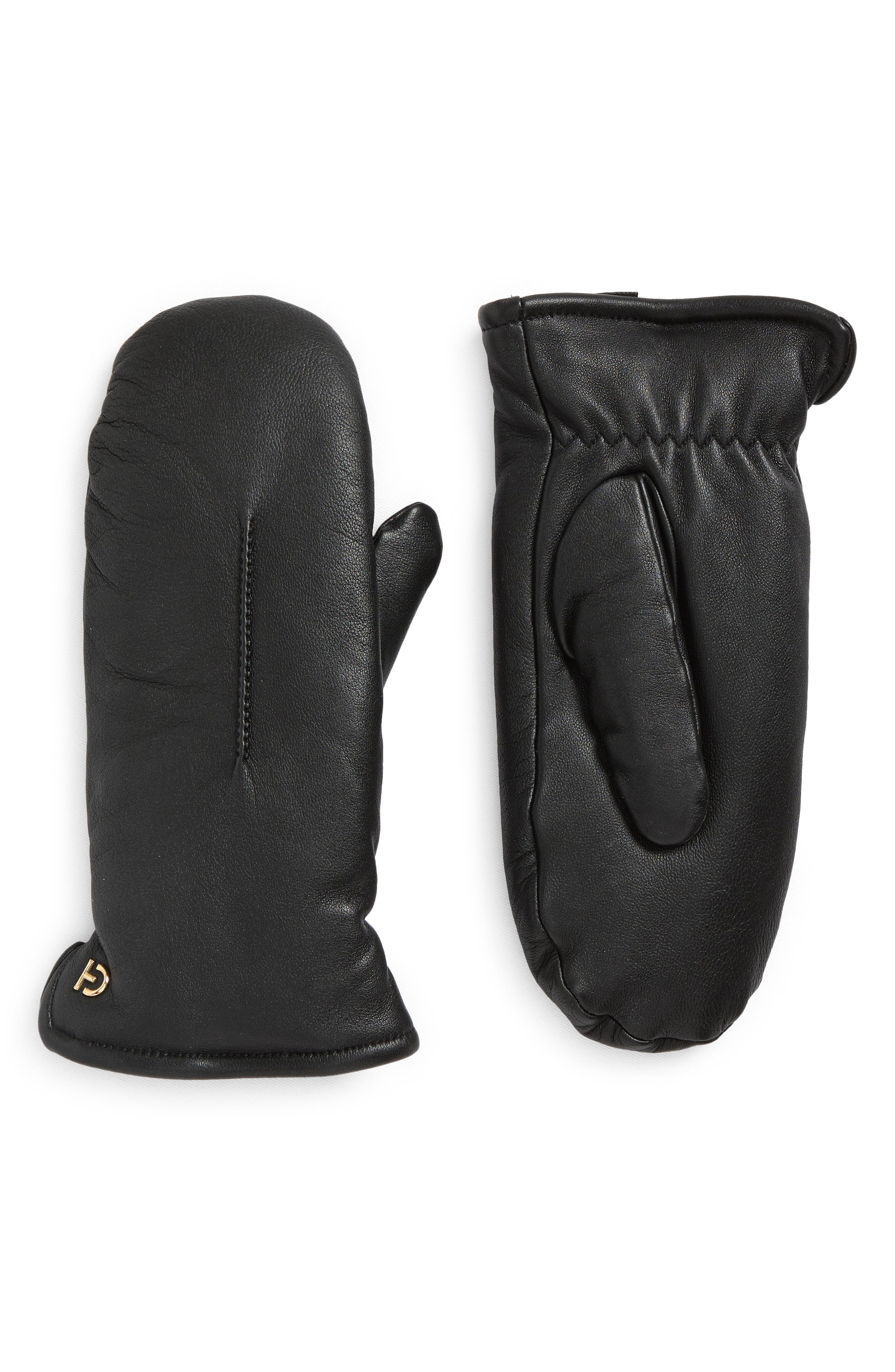 Cole Haan Faux Fur Lined Leather Mittens