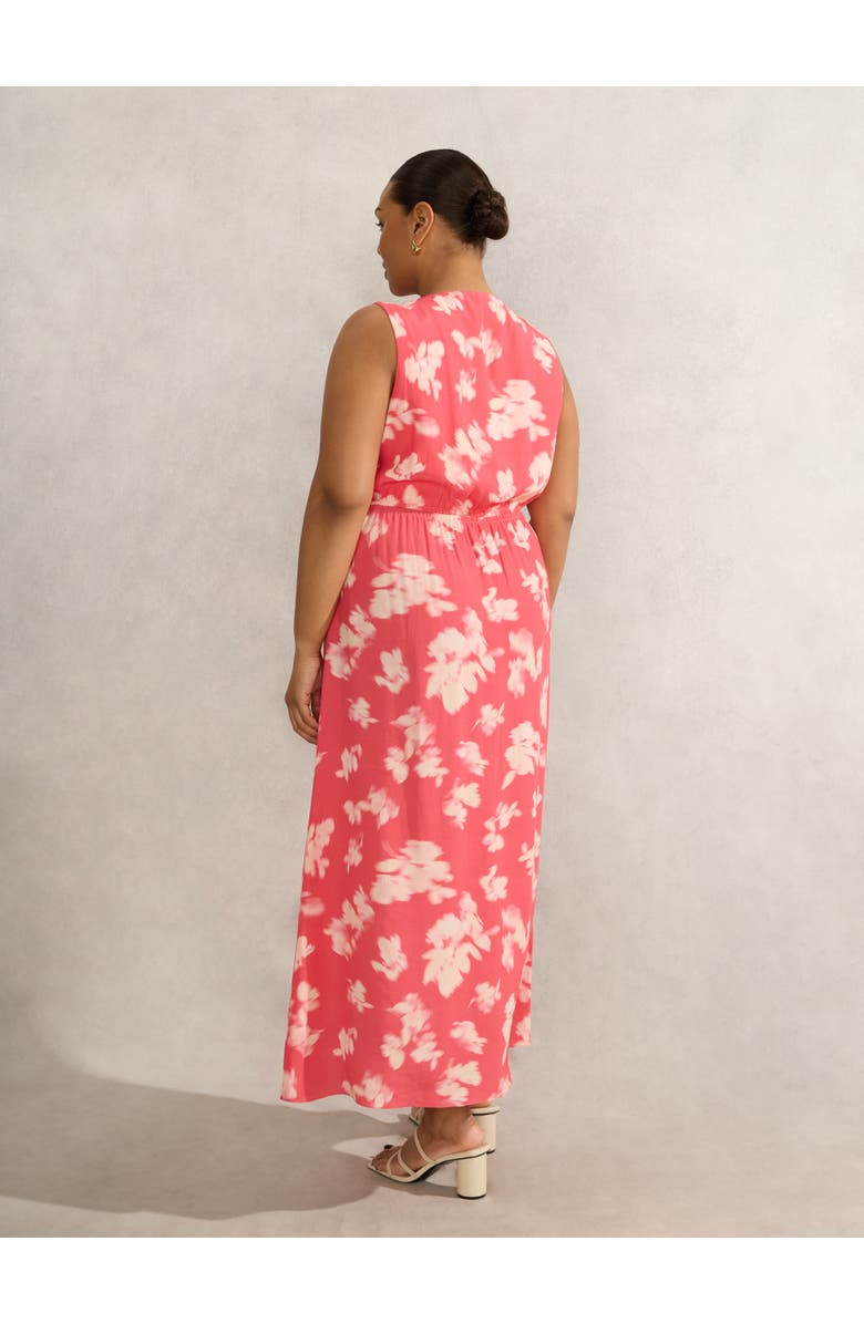 Live Unlimited Floral Midi Dress With Neck Scarf, Alternate, color, Coral