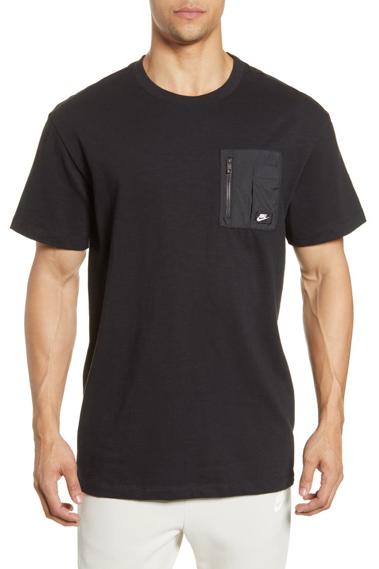 Modern Essentials Lightweight Mix Short Sleeve Top, Main, color, BLACK/ BLACK OXIDIZED