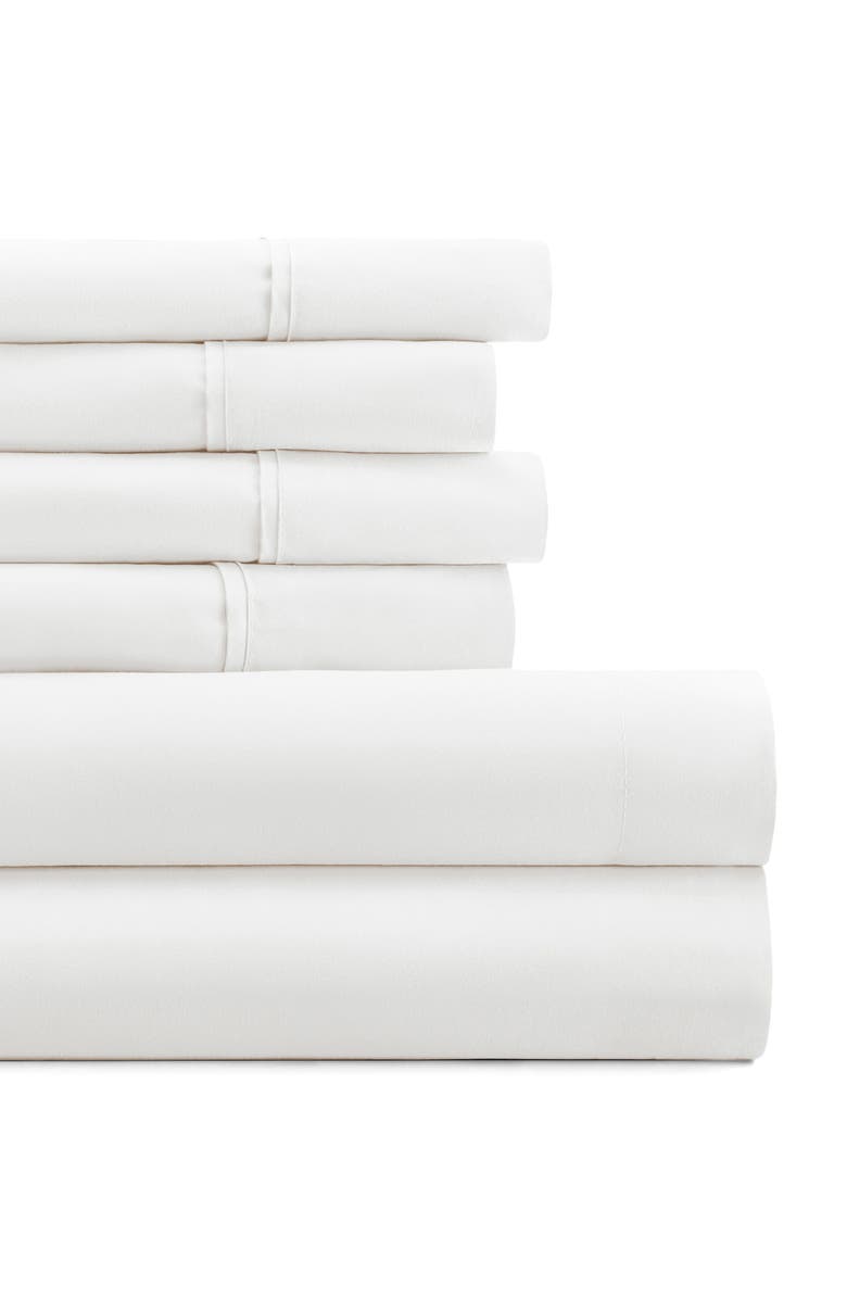 HOMESPUN 6-Piece Microfiber Solid Sheet Set, Alternate, color, White