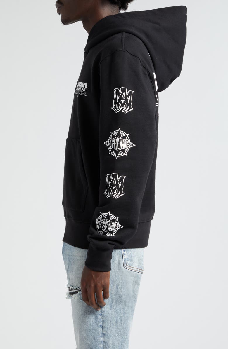 AMIRI x Premier Records Cotton Graphic Hoodie, Alternate, color, Black