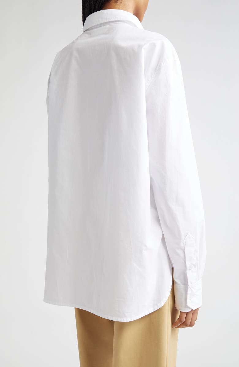 KÚR Beetle Embroidered Oversize Cotton Poplin Button-Up Shirt, Alternate, color,