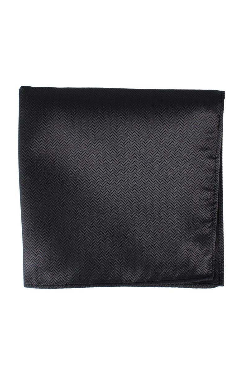 Ascentix Etched Herringbone Twist Pocket Square, Alternate, color, Black