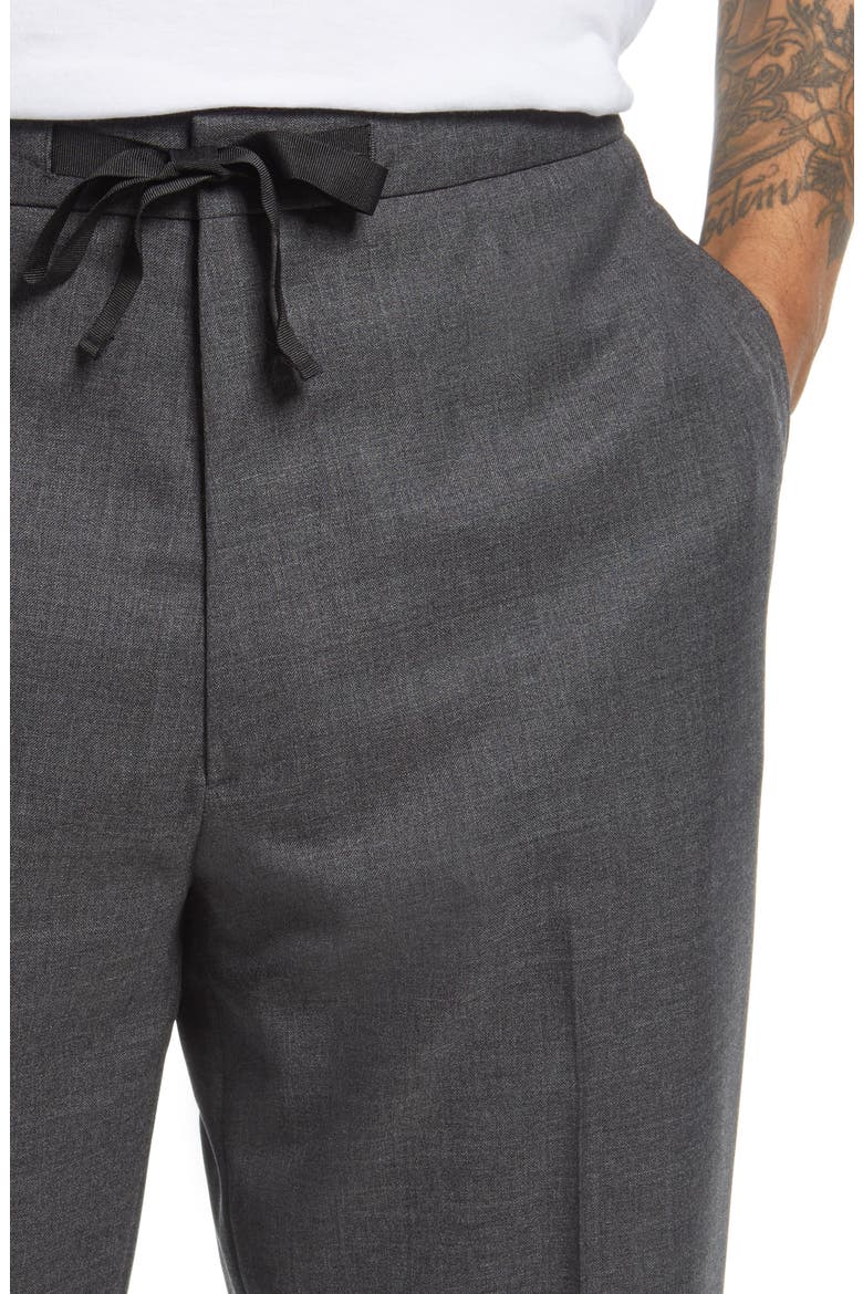 Joseph Pleated Fresco Wool Drawstring Pants, Alternate, color, MID GREY