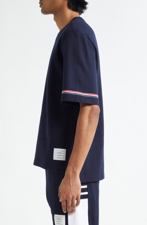 Thom Browne Rugby Fit Short Sleeve Cotton T-shirt In Navy