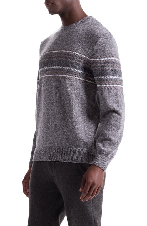 Bugatchi Chest Stripe Merino Wool Sweater In Brown