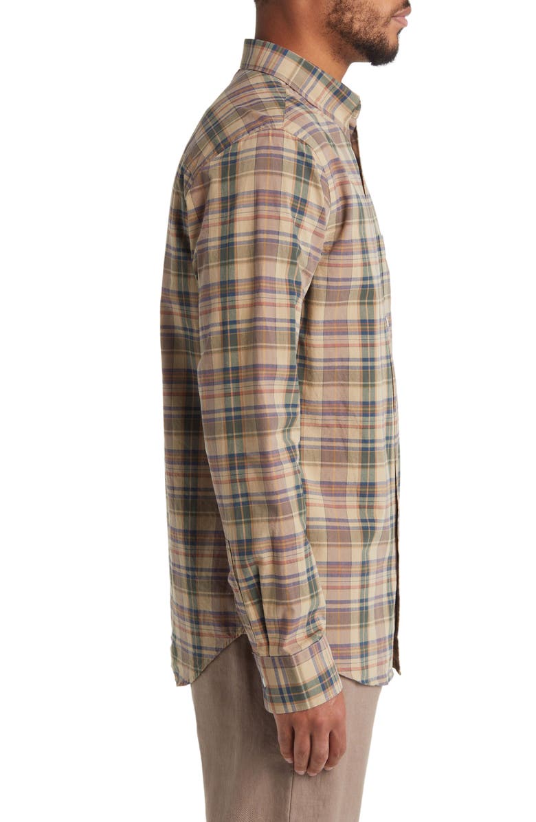 NN07 Cohen 5204 Plaid Organic Cotton Poplin Button-Up Shirt, Alternate, color, Khaki Check