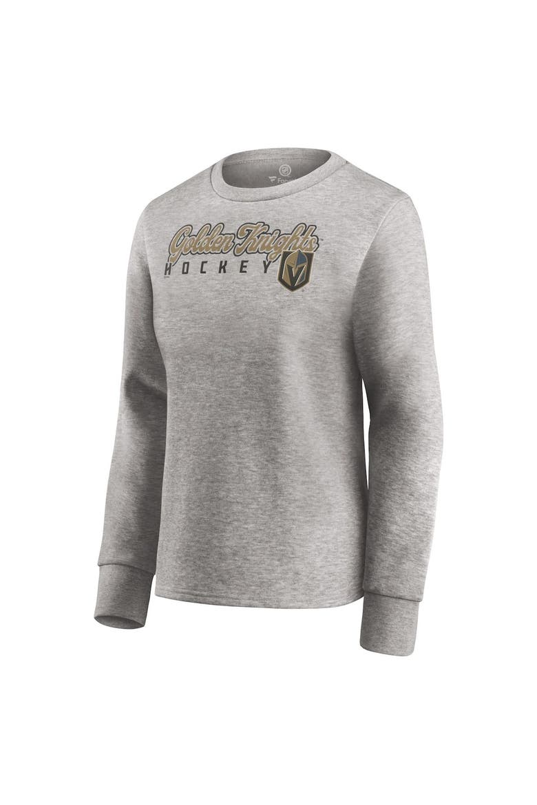 Women's Fanatics Branded Heathered Gray Vegas Golden Knights Fan Favorite Script Pullover Sweatshirt, Alternate, color, Heather Gray