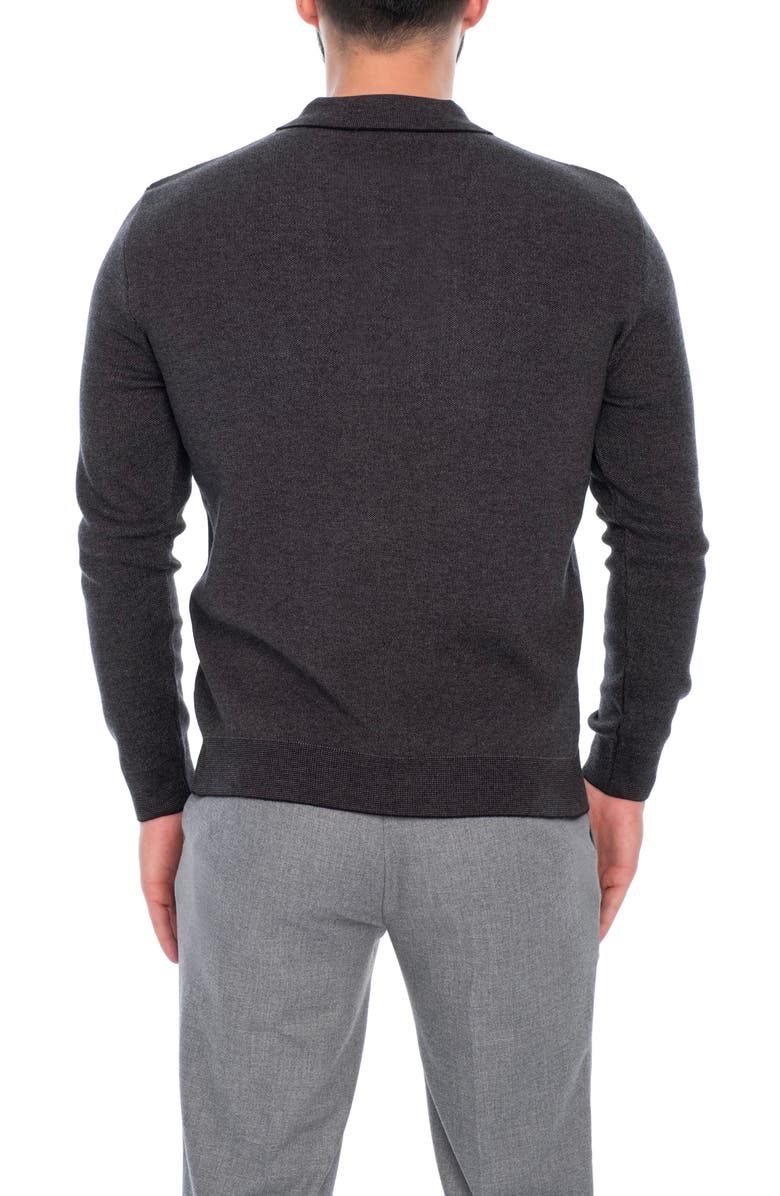 VELLAPAIS Long Sleeve Cotton Polo, Alternate, color, Dark Grey