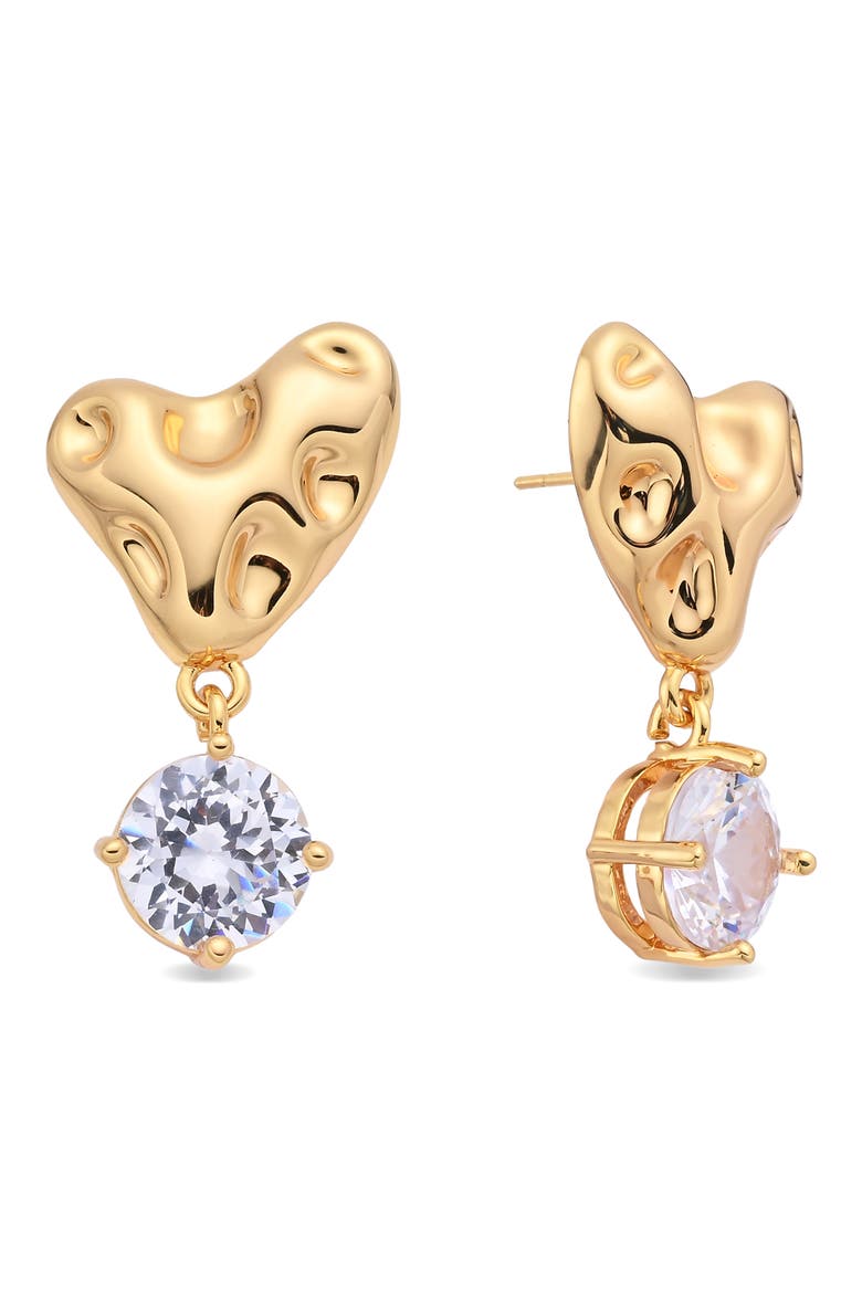 Catherine Heart Drop Earrings, Main, color, GOLD