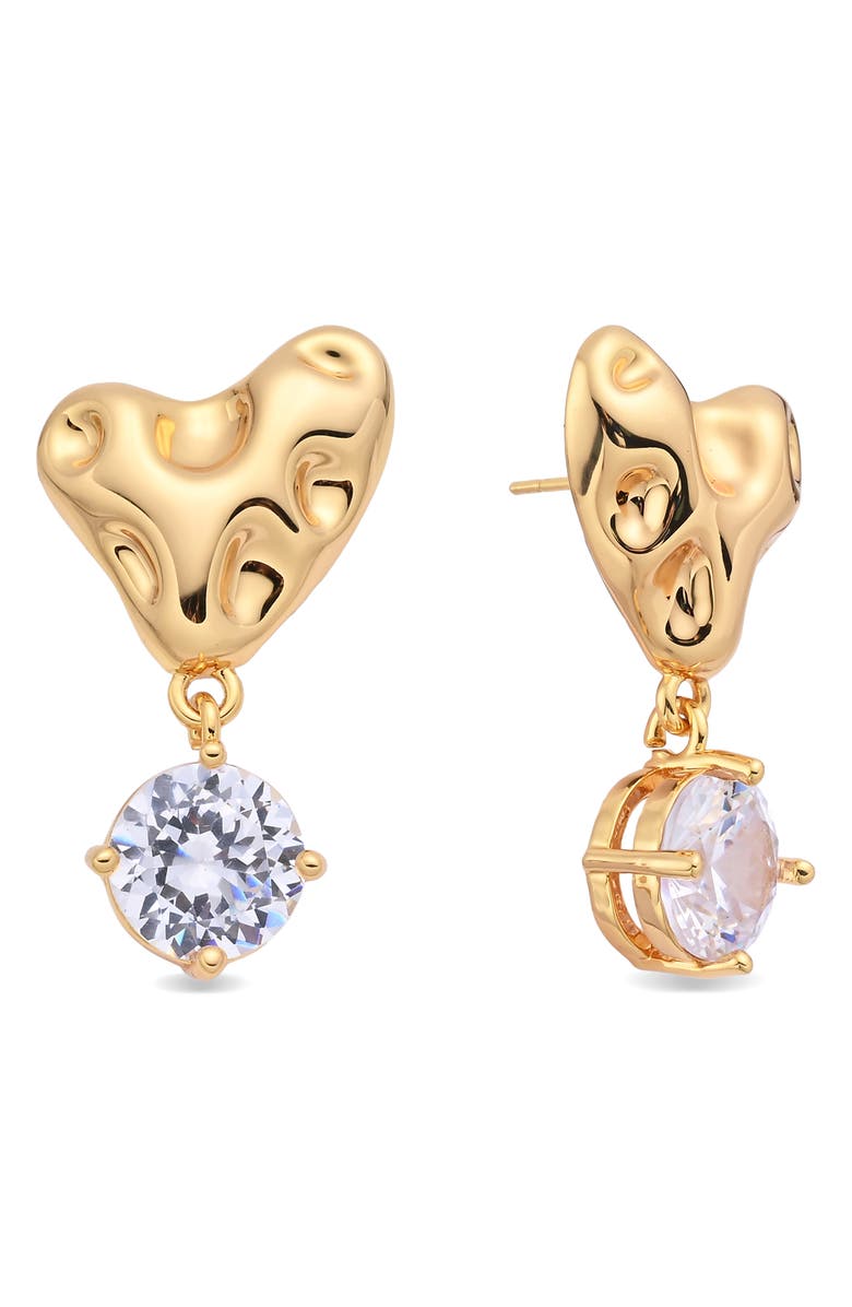 EYE CANDY LOS ANGELES Catherine Heart Drop Earrings, Main, color, Gold