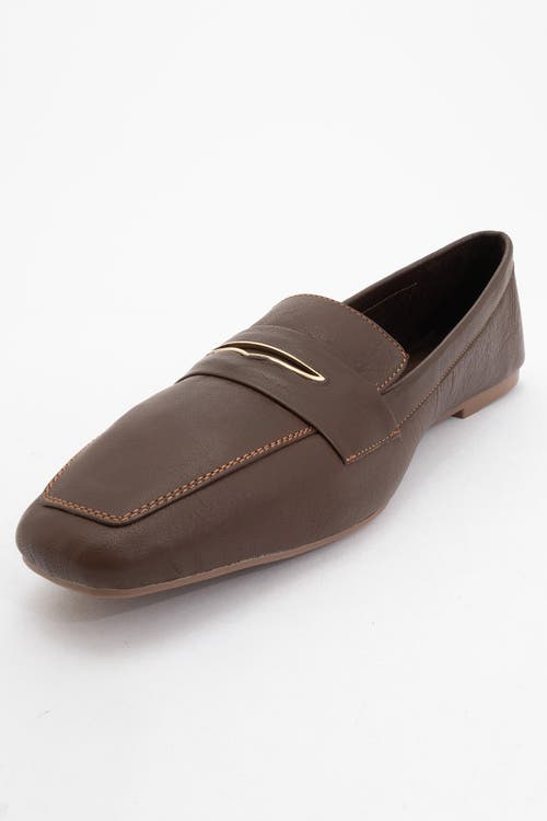 Forever & Always Shoes Iridessa Leather Flat Loafers In Brown Leather