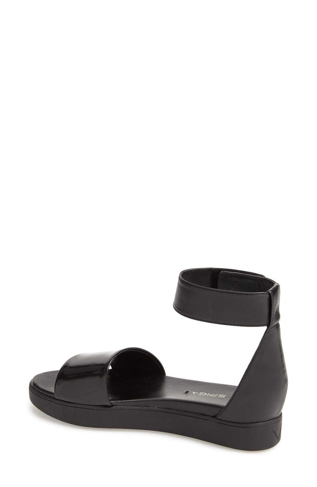 'Cativa' Ankle Strap Leather Sandal, Alternate, color, BLACK/ BLACK
