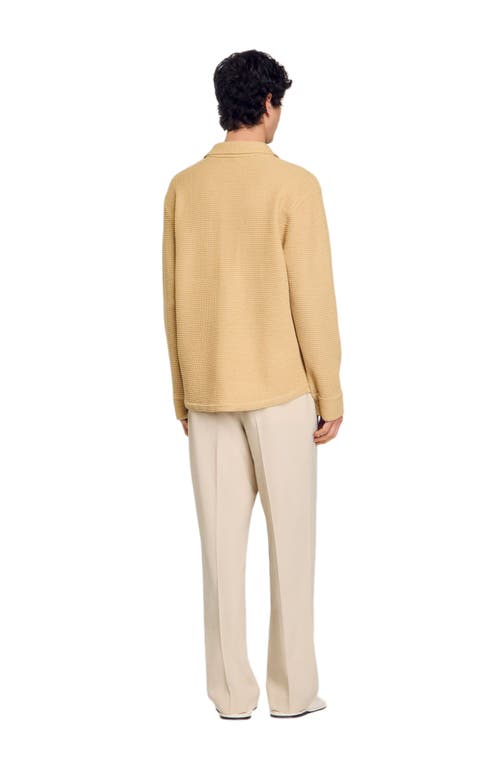 Sandro Oversized Knit Shirt In Nut
