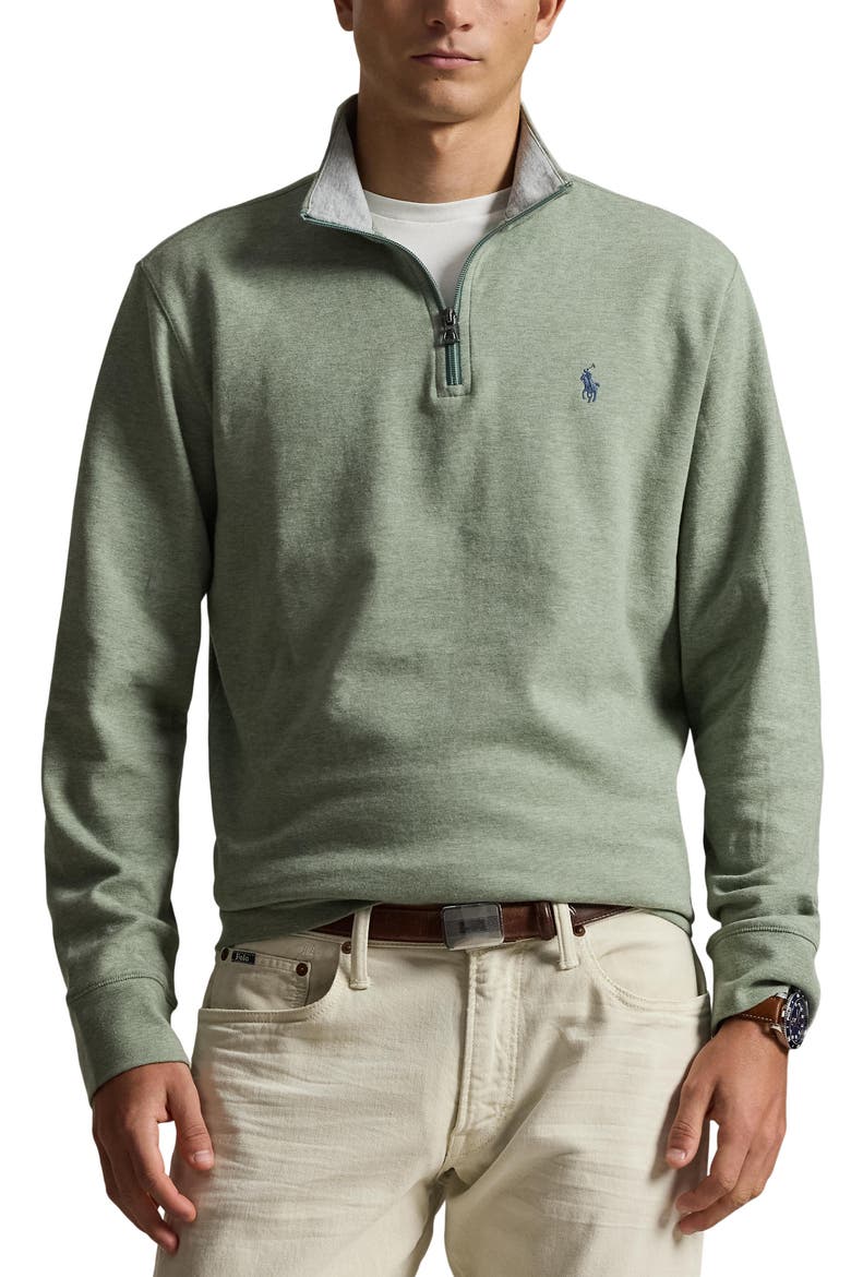 Jersey Quarter Zip Pullover, Main, color, GREENERY HEATHER/ C7952
