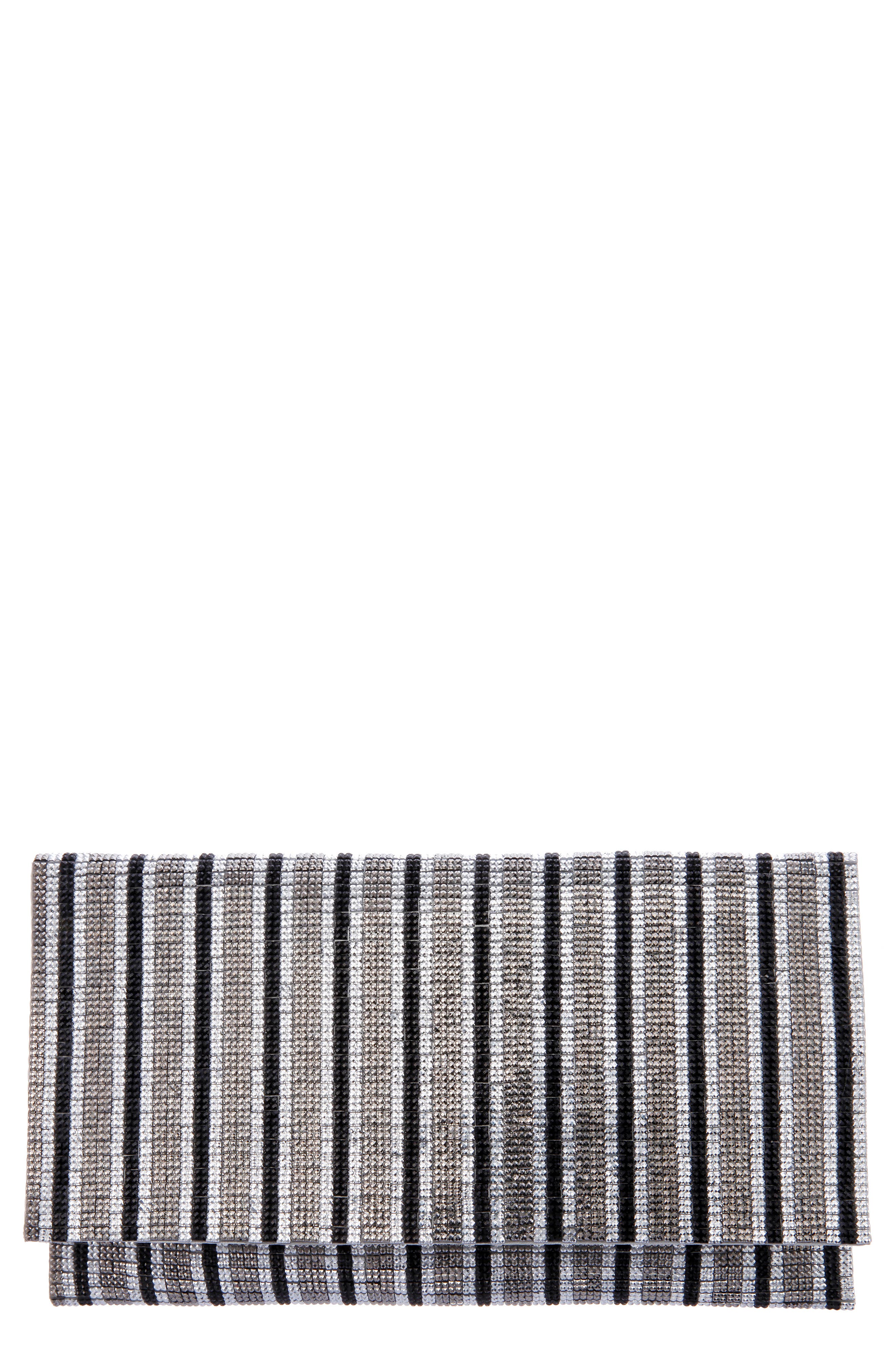 Nina Crystal Stripe Clutch, Main, color, Gunmetal Multi