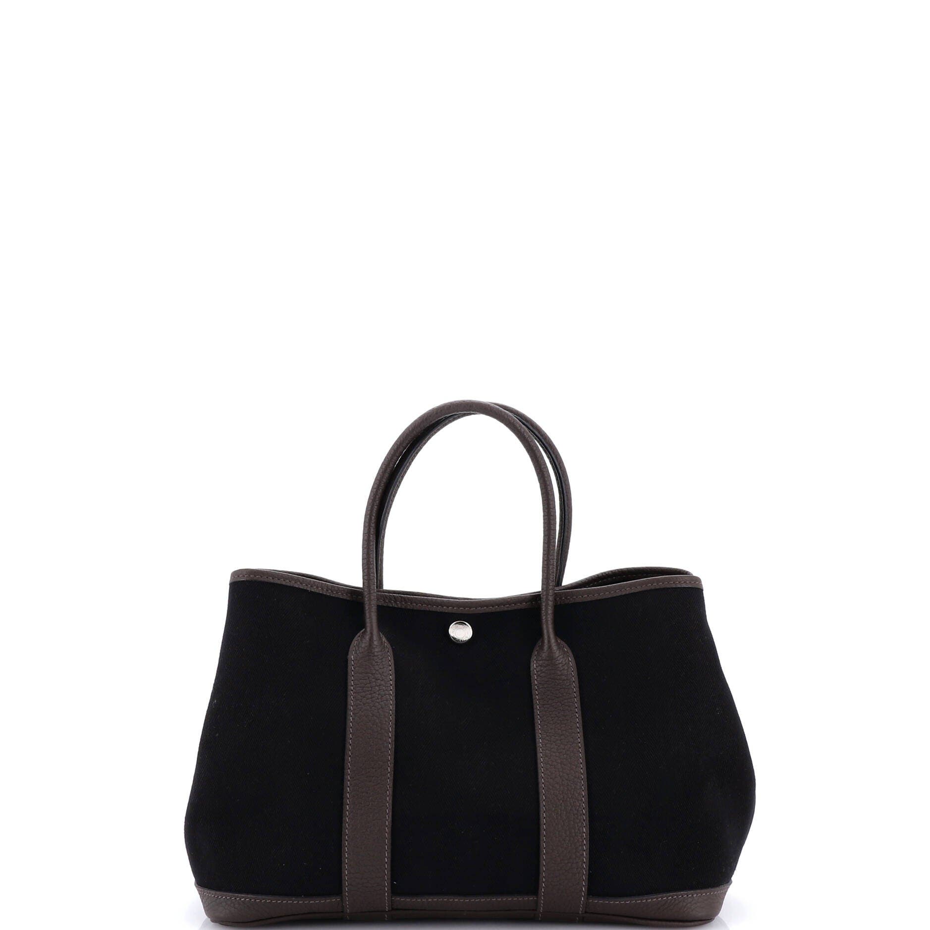 Pre-Owned Hermes Garden Party Tote Toile and Leather 30, Alternate, color, Ebene