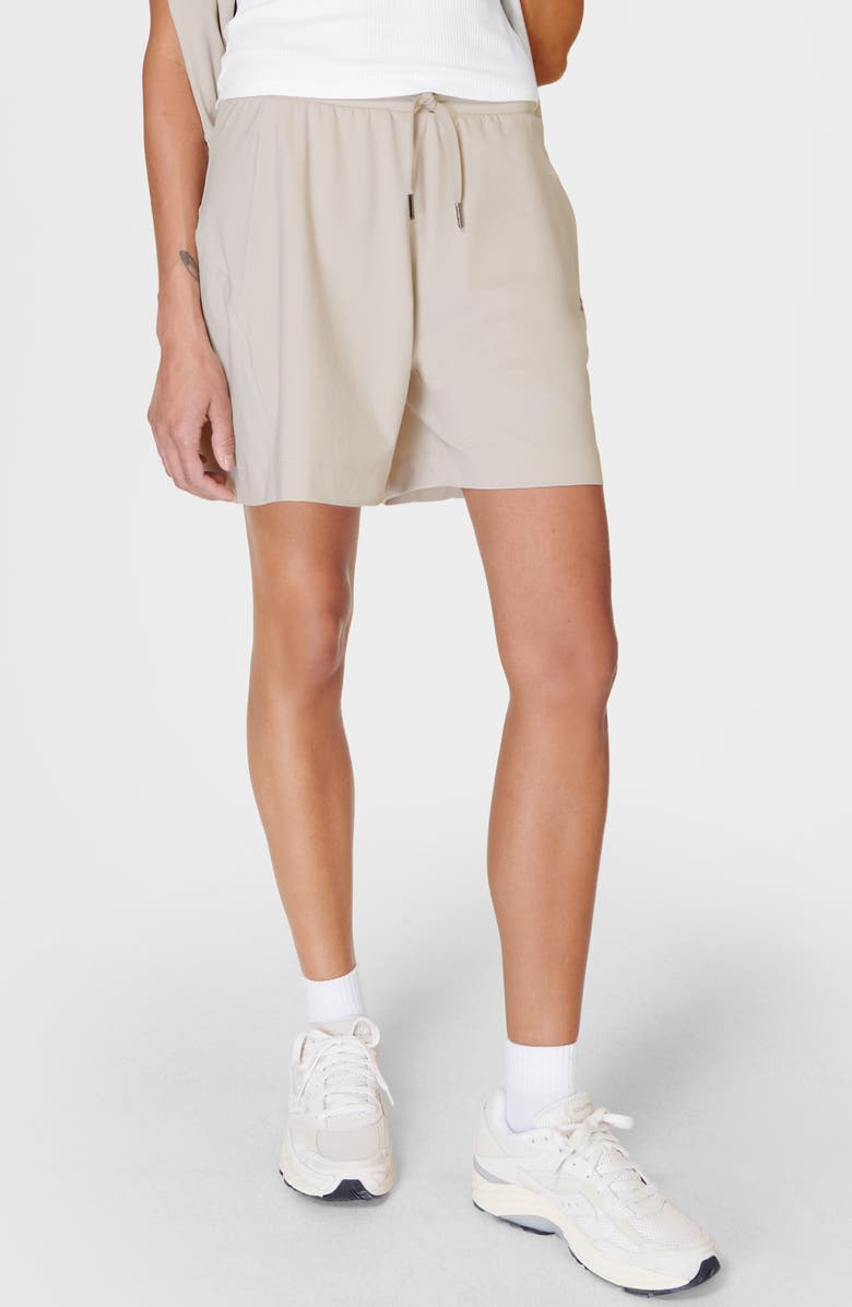 Sweaty Betty Explorer Tie Waist Shorts, Main, color, Mineral Beige