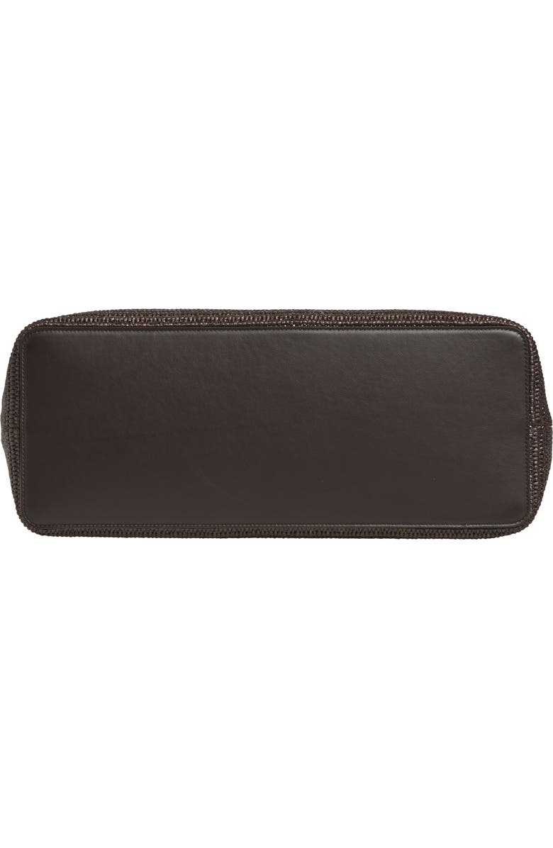 FERRAGAMO Medium Gancini Frame Perforated Raffia & Leather Tote, Alternate, color, Moro/ Testa Di Moro