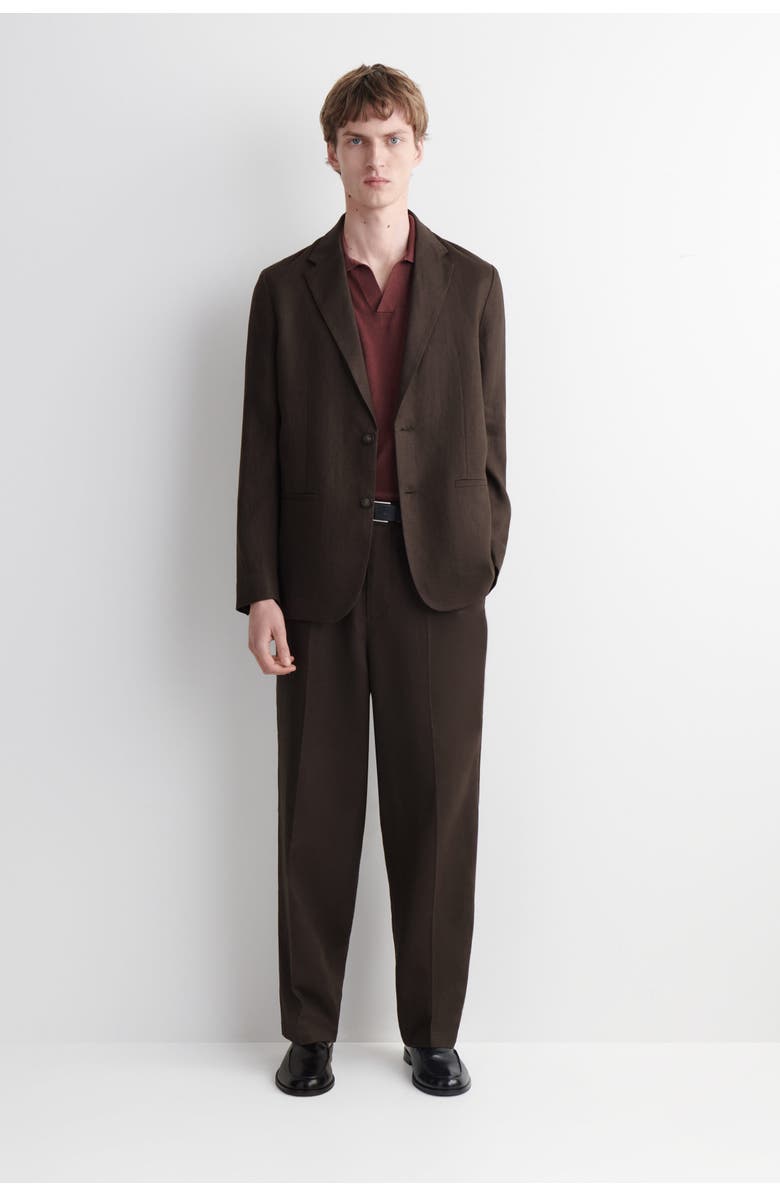 COS Relaxed Linen Tapered Pants, Main, color, Dark Brown