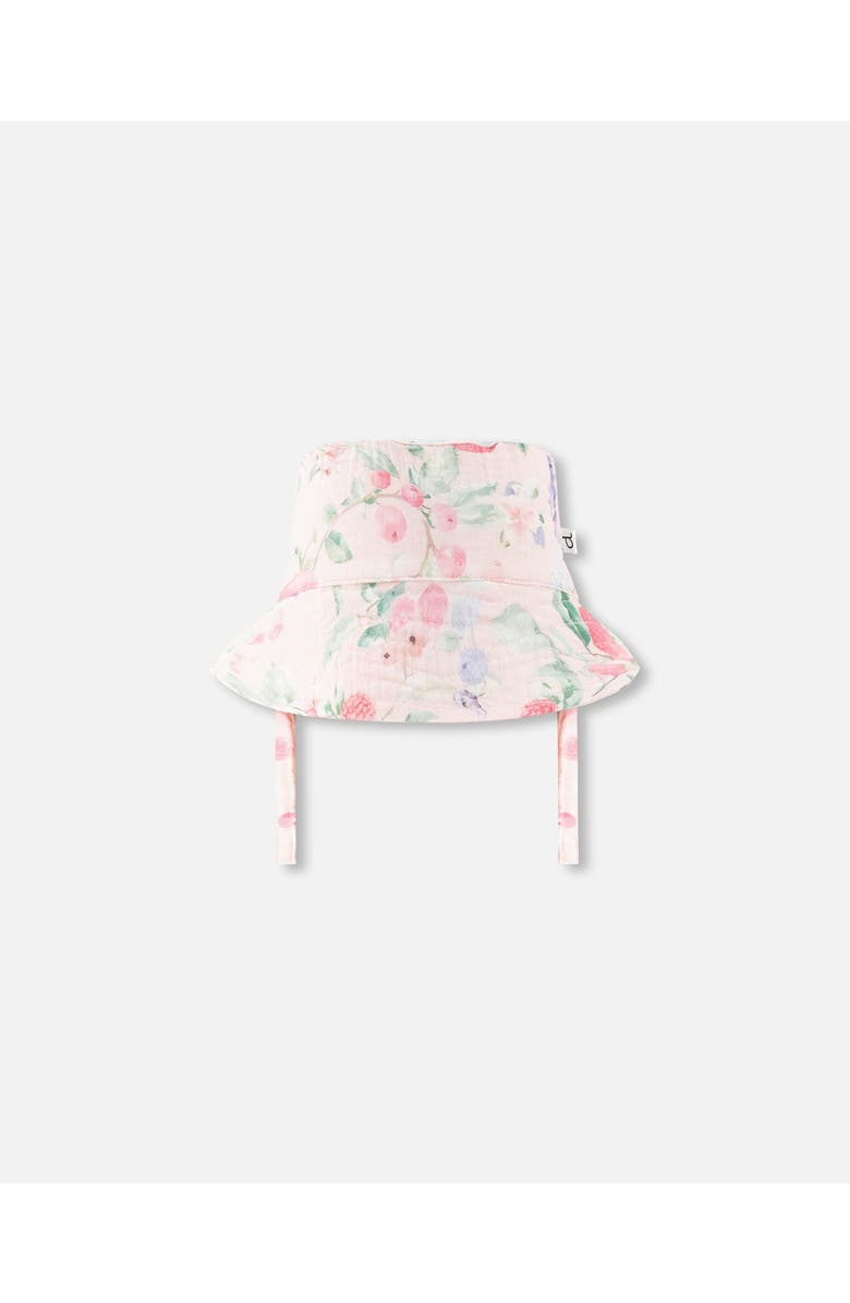 Deux par Deux Cotton Muslin Printed Berries Hat, Main, color, Pink Printed Berries