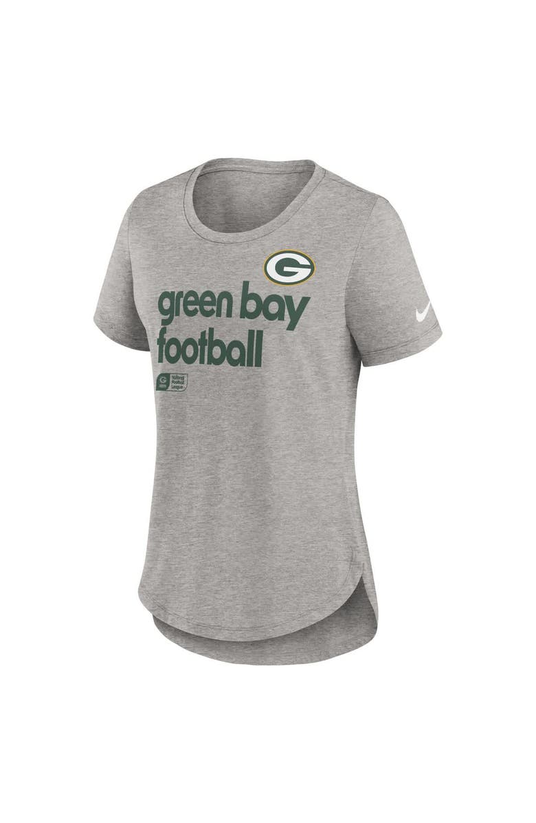 Nike Women's Nike Heather Gray Green Bay Packers Team Shout-Out Tri-Blend T-Shirt, Alternate, color, Heather Gray