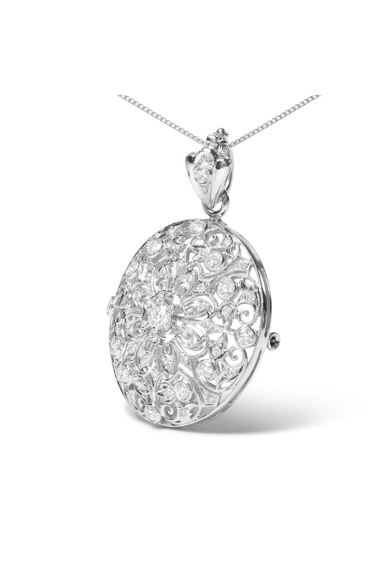 18K White Gold 1 5/6 Ctw Diamond Brooch Pin Pendant Necklace, Alternate, color, White