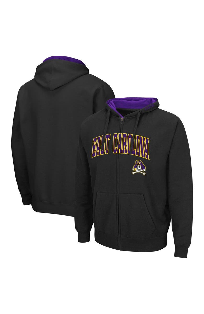 COLOSSEUM Men's Colosseum Black ECU Pirates Arch & Logo 3.0 Full-Zip Hoodie, Main, color, Black