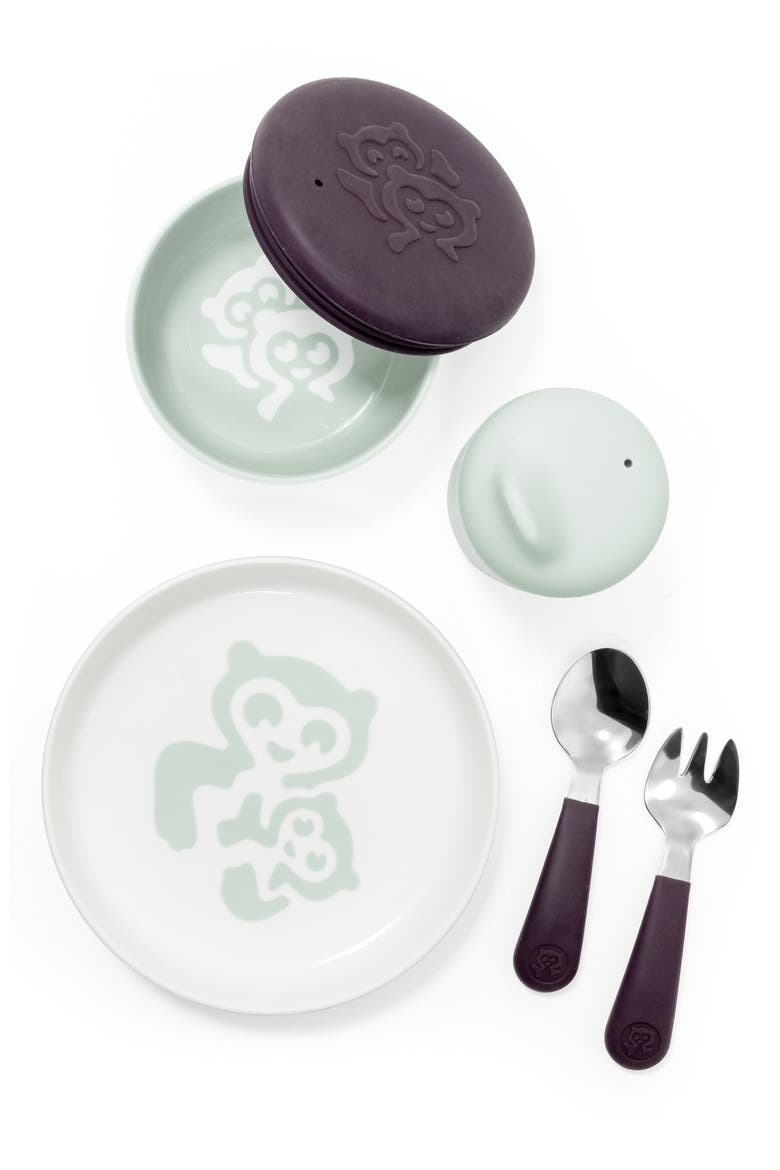 Munch Complete Lidded Bowl, Sippy Cup, Plate, Fork & Spoon Set, Main, color, SOFT MINT
