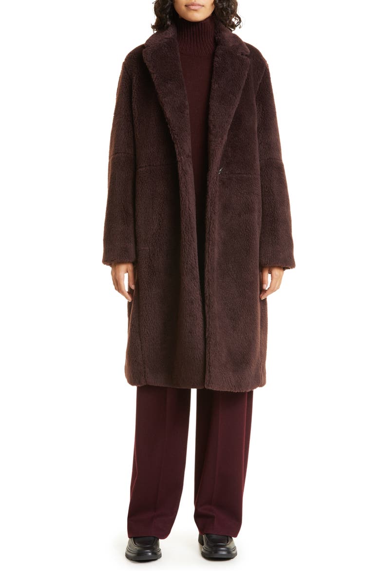 Faux Shearling Coat, Main, color, BLACK FIG