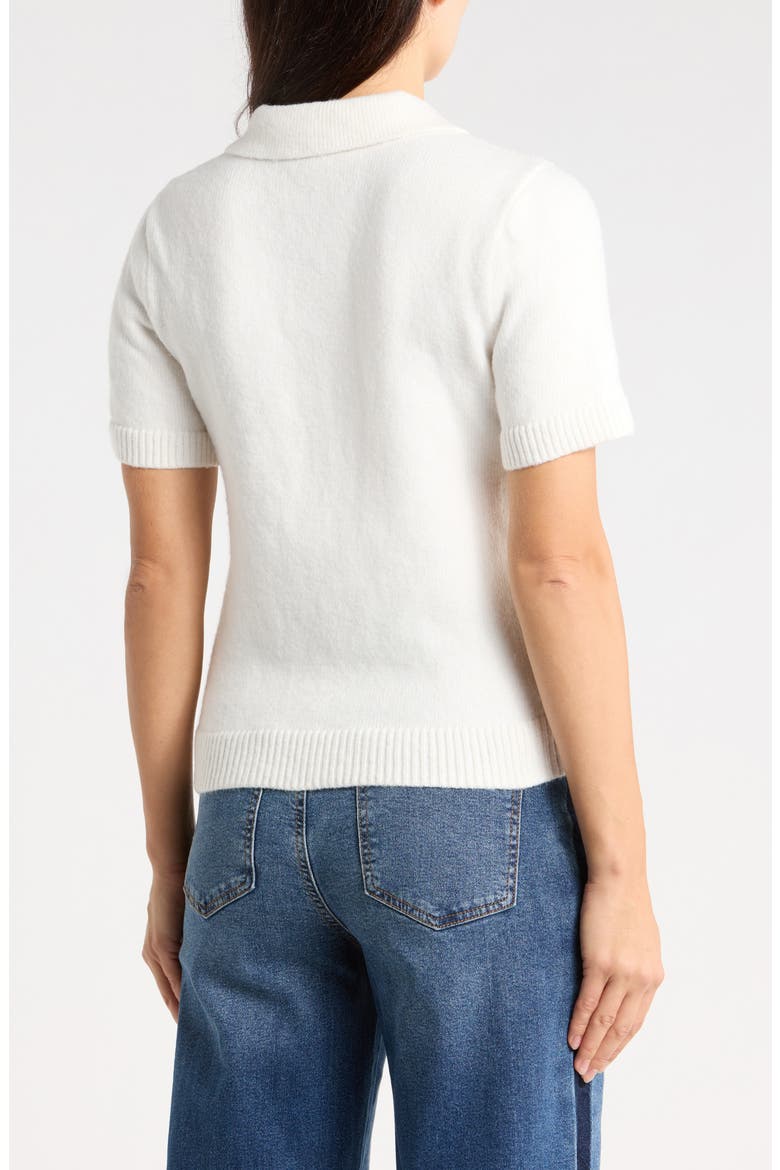 Short Sleeve Polo Sweater, Alternate, color, SCONE WHITE