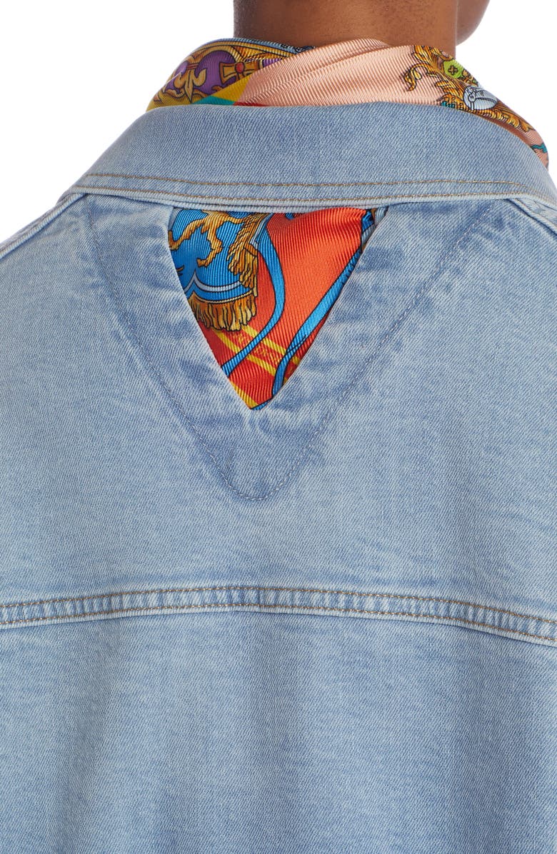 Versace Mixed Media Denim Jacket, Alternate, color,