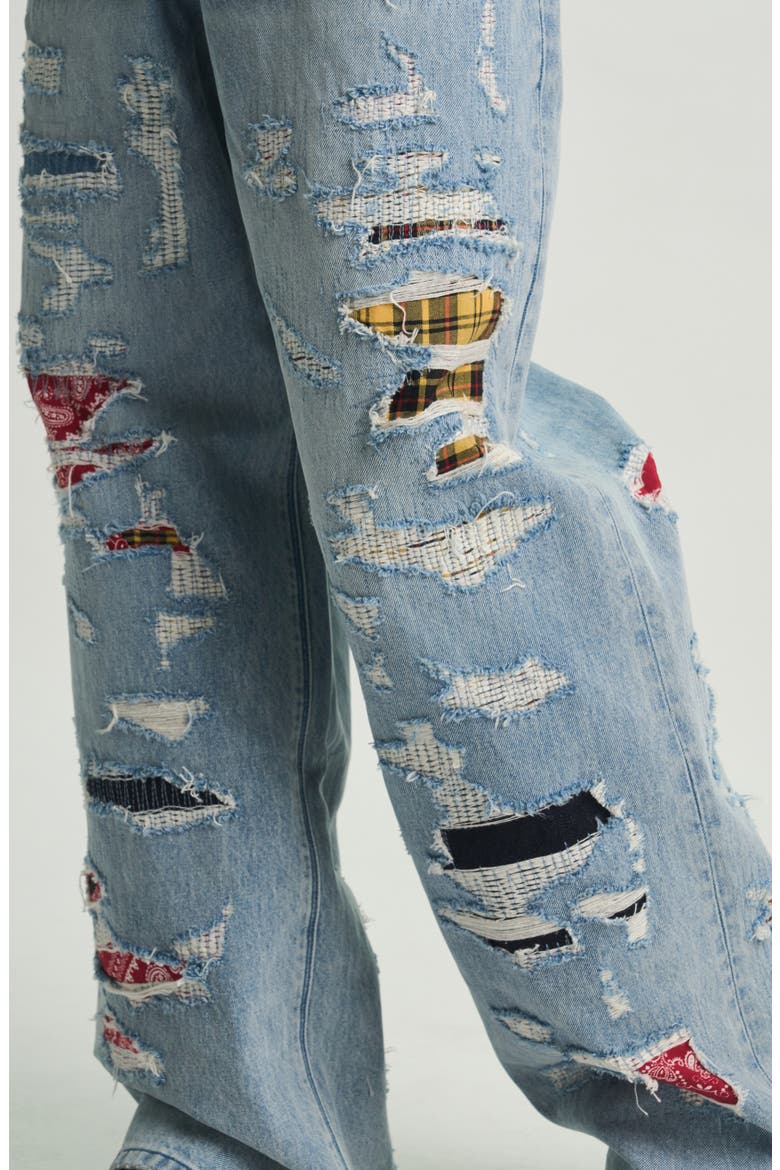 Franco Rip & Repair Wide Leg Jeans, Alternate, color, FRAYED INDIGO