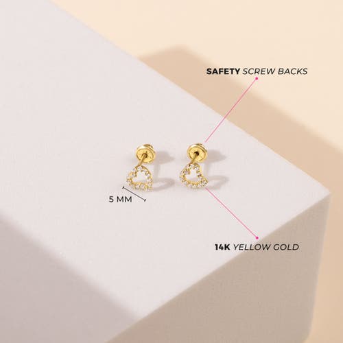 Shop In Season Jewelry 14k Cubic Zirconia Encrusted Heart Earrings In Gold