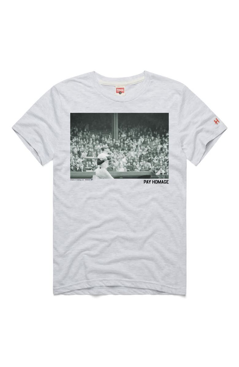 Homage Men's Homage Mickey Mantle Ash New York Yankees Graphic Tri-Blend T-Shirt, Main, color, Ash
