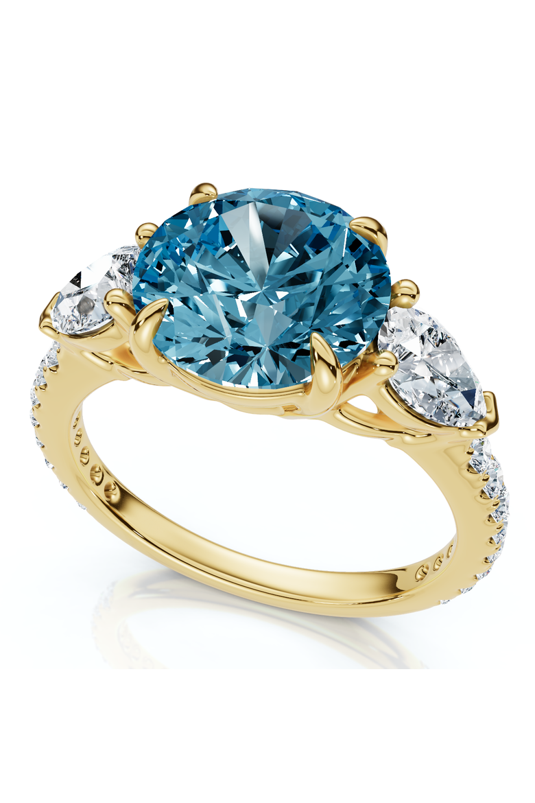 3 1/2Ct Fancy Blue Lab Grown Accent Diamond Engagement Ring 14k Gold, Main, color, 14k Yellow Gold