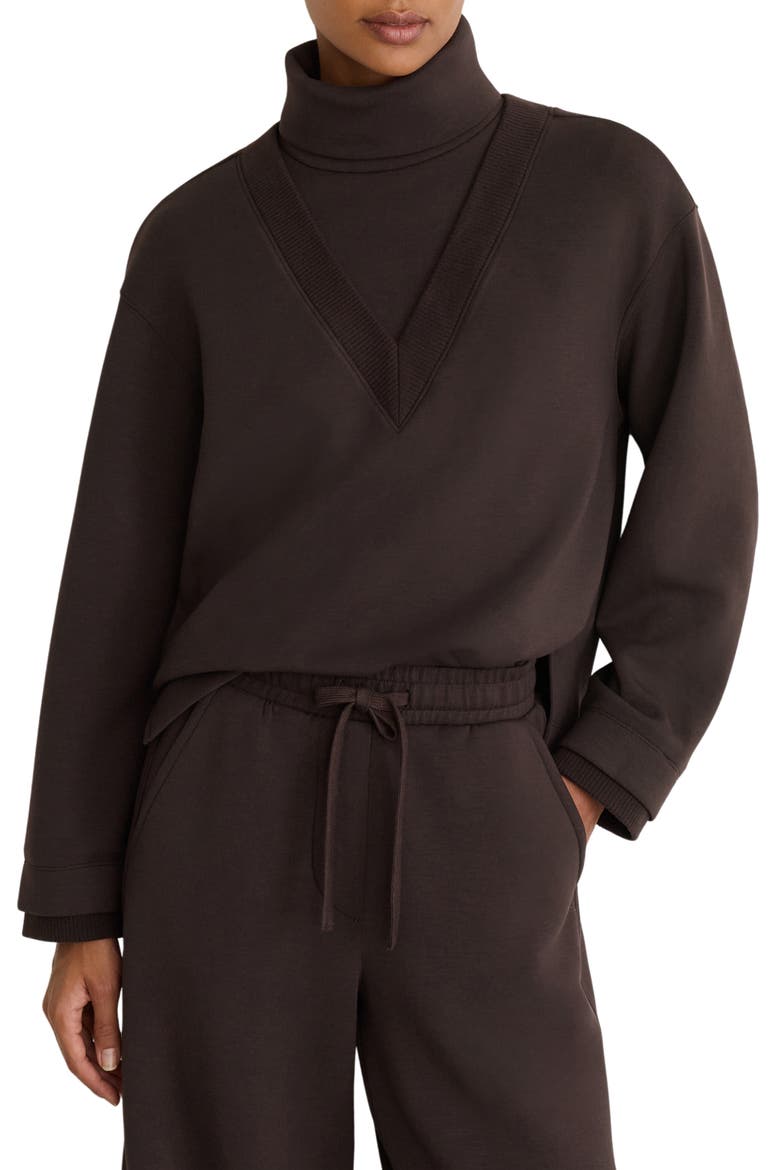 Abigail Mock Neck Sweatshirt, Alternate, color, DARK CHOCOLATE