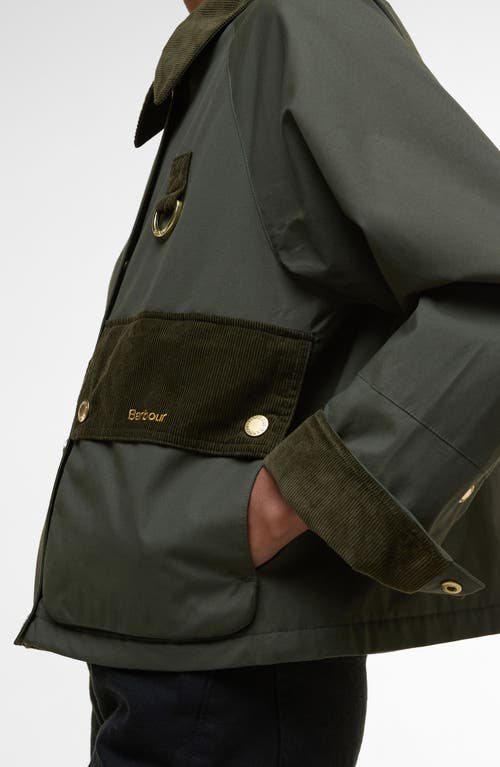 Barbour Corduroy-collar Button Jacket In Green