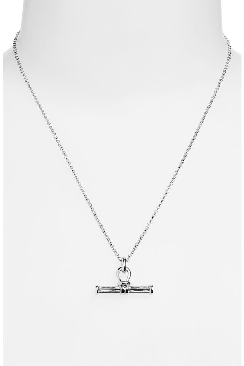 Ridge T-Bar Pendant Necklace, Alternate, color, SILVER
